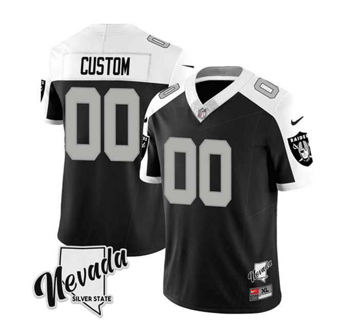 Men's Las Vegas Raiders Active Player Custom Black White 2023 F.U.S.E Nevada Silver Stat Stitched Football Jersey Men's Las Vegas Raiders Active Player Custom Black White 2023 F.U.S.E Nevada Silver Stat Stitched Football Jersey