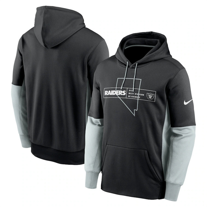 Men's Las Vegas Raiders Black Color Block Fleece Performance Pullover Hoodie Men's Las Vegas Raiders Black Color Block Fleece Performance Pullover Hoodie