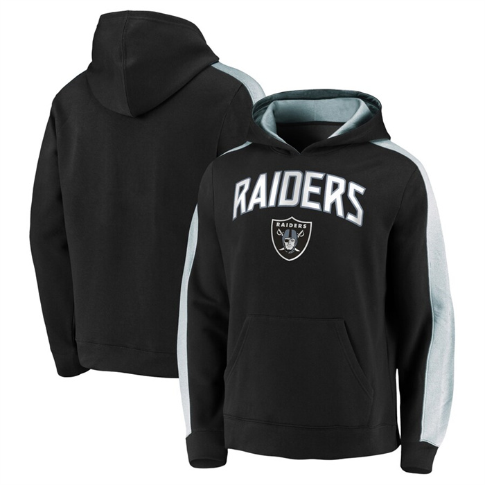 Men's Las Vegas Raiders Black Game Time Arch Pullover Hoodie Men's Las Vegas Raiders Black Game Time Arch Pullover Hoodie