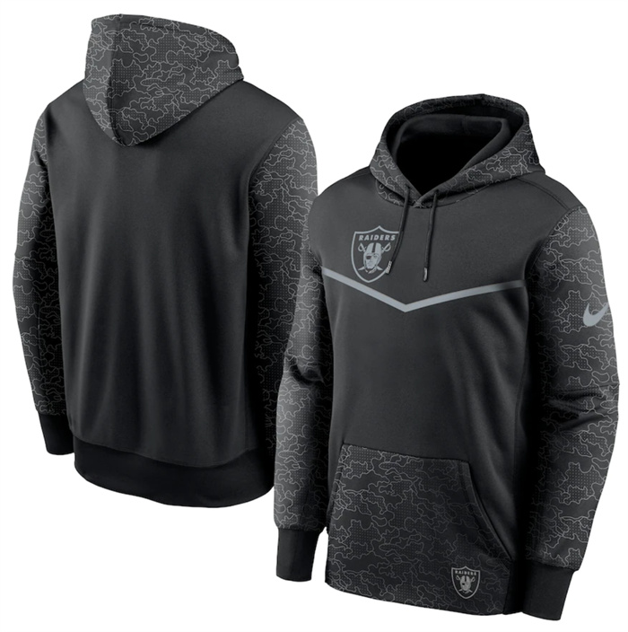 Men's Las Vegas Raiders Black Reflective Therma Hoodie Men's Las Vegas Raiders Black Reflective Therma Hoodie