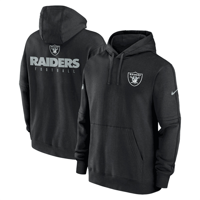 Men's Las Vegas Raiders Black Sideline Club Fleece Pullover Hoodie Men's Las Vegas Raiders Black Sideline Club Fleece Pullover Hoodie