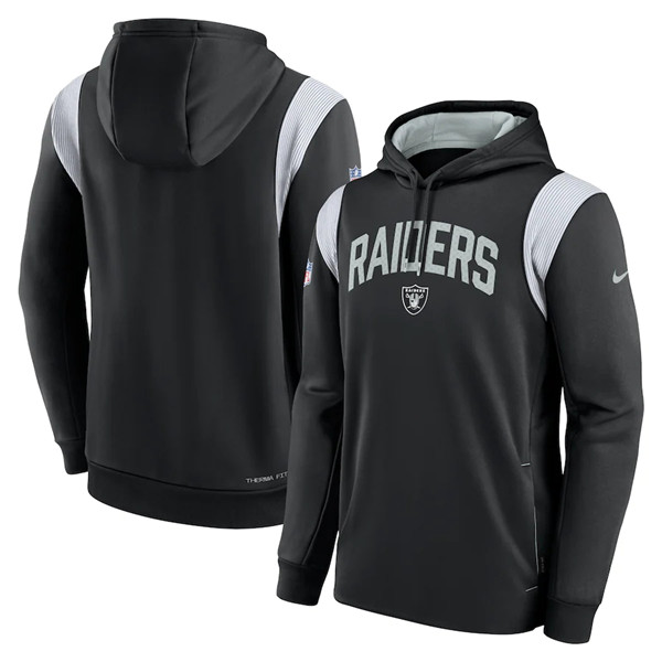 Men's Las Vegas Raiders Black Sideline Stack Performance Pullover Hoodie 001 Men's Las Vegas Raiders Black Sideline Stack Performance Pullover Hoodie 001
