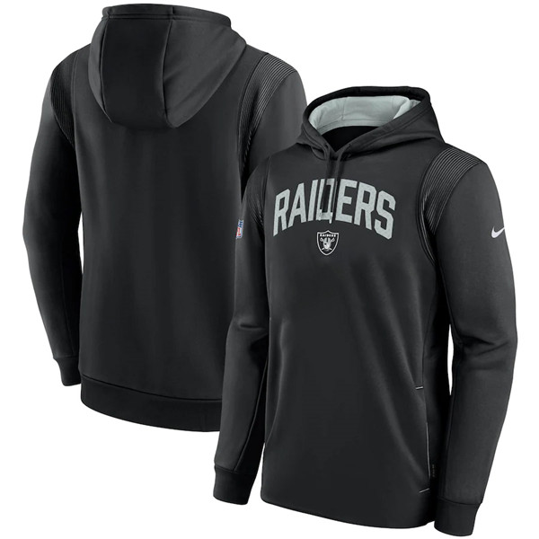Men's Las Vegas Raiders Black Sideline Stack Performance Pullover Hoodie 002 Men's Las Vegas Raiders Black Sideline Stack Performance Pullover Hoodie 002