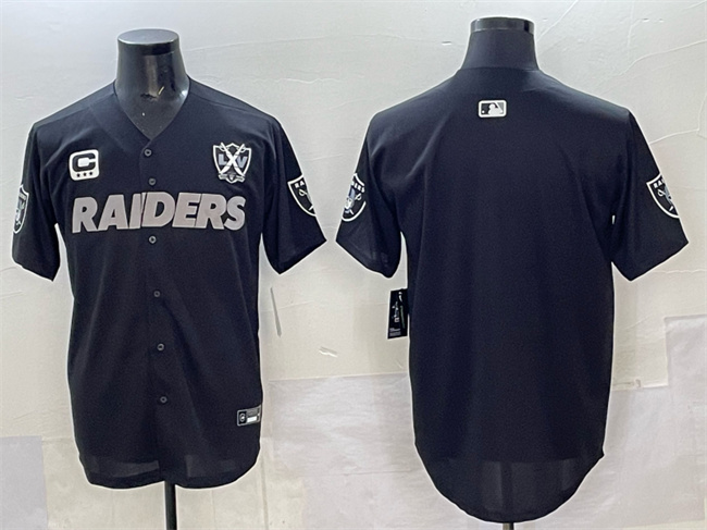Men's Las Vegas Raiders Blank Black With Nevada Silver Stat Patch And 65th Anniversary Patch 3-Star C Patch Stitched Baseball Jersey Men's Las Vegas Raiders Blank Black With Nevada Silver Stat Patch And 65th Anniversary Patch 3-Star C Patch Stitched Baseball Jersey