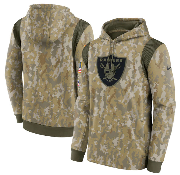 Men's Las Vegas Raiders Camo 2021 Salute To Service Therma Performance Pullover Hoodie Men's Las Vegas Raiders Camo 2021 Salute To Service Therma Performance Pullover Hoodie