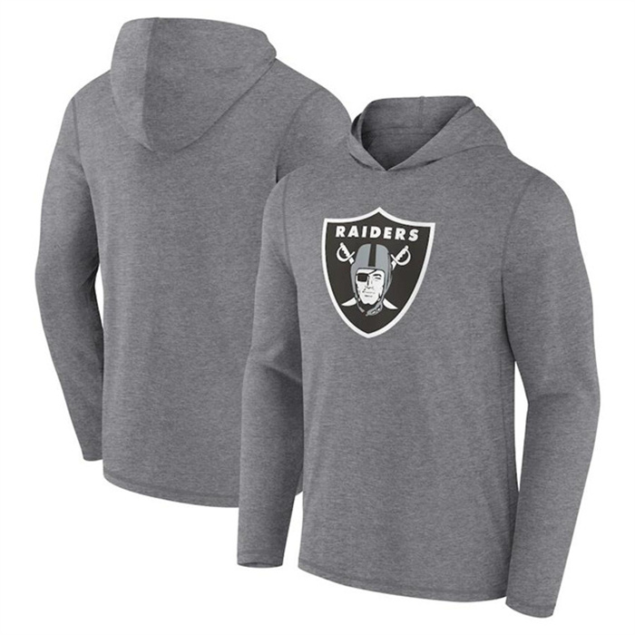 Men's Las Vegas Raiders Heather Gray Primary Logo Long Sleeve Hoodie T-Shirt Men's Las Vegas Raiders Heather Gray Primary Logo Long Sleeve Hoodie T-Shirt