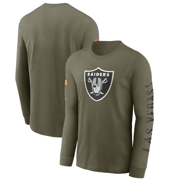Men's Las Vegas Raiders Olive 2022 Salute To Service Long Sleeve T-Shirt