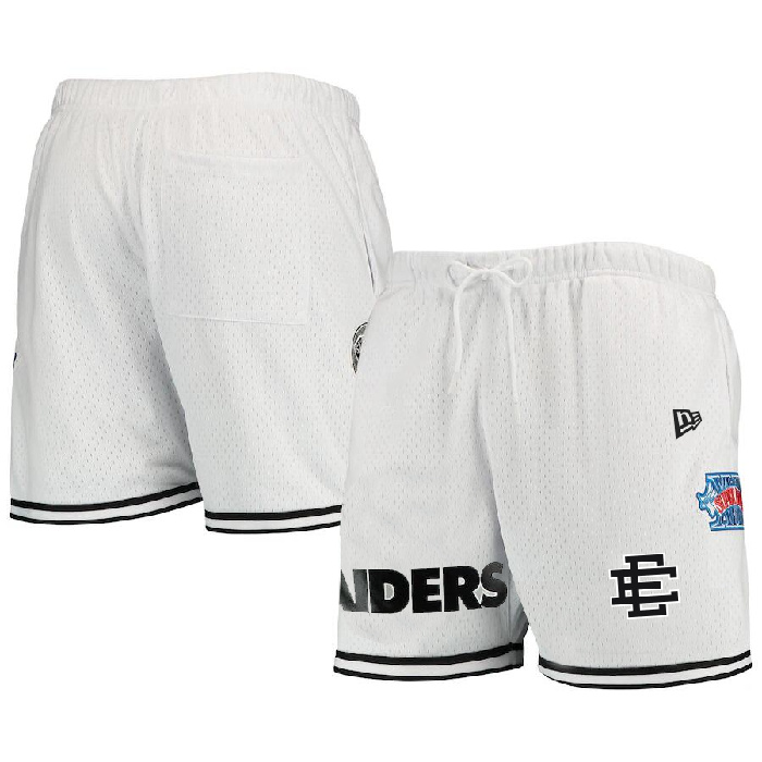 Men's Las Vegas Raiders Pro White Black Shorts 001 Men's Las Vegas Raiders Pro White Black Shorts 001