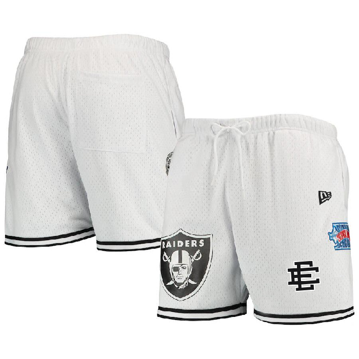 Men's Las Vegas Raiders Pro White Black Shorts1 Men's Las Vegas Raiders Pro White Black Shorts1