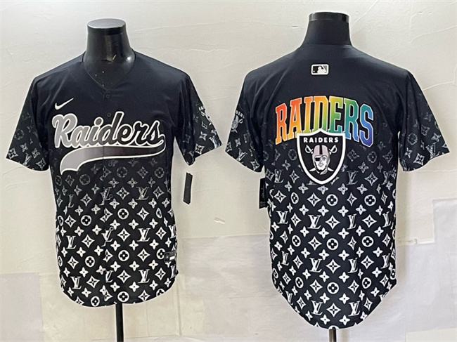 Men's Las Vegas Raiders Team Big Logo Black Limited Stitched Baseball Jersey 1 Men's Las Vegas Raiders Team Big Logo Black Limited Stitched Baseball Jersey 1
