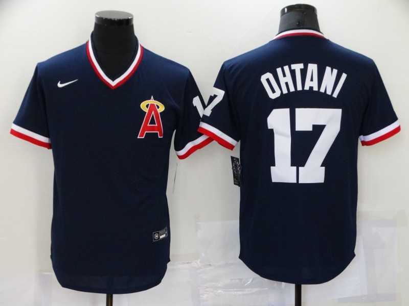 Men's Los Angeles Angels #17 Shohei Ohtani Black Red Cool Base Stitched Jersey Men's Los Angeles Angels #17 Shohei Ohtani Black Red Cool Base Stitched Jersey