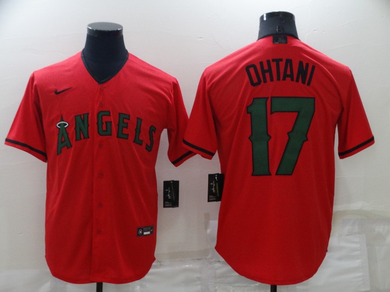 Men's Los Angeles Angels #17 Shohei Ohtani Red Memorial Day Cool Base Stitched Jersey Men's Los Angeles Angels #17 Shohei Ohtani Red Memorial Day Cool Base Stitched Jersey