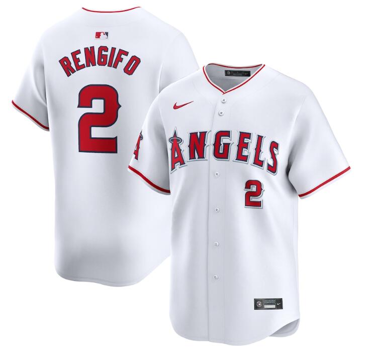 Men's Los Angeles Angels #2 Luis Rengifo White Home Limited Stitched Baseball Jersey Men's Los Angeles Angels #2 Luis Rengifo White Home Limited Stitched Baseball Jersey