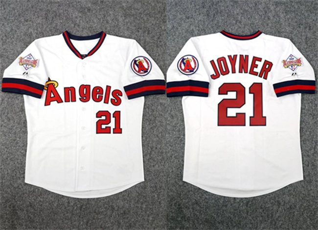 Men's Los Angeles Angels #21 Wally Joyner White 1989 All Star Stitched Home Jersey Men's Los Angeles Angels #21 Wally Joyner White 1989 All Star Stitched Home Jersey