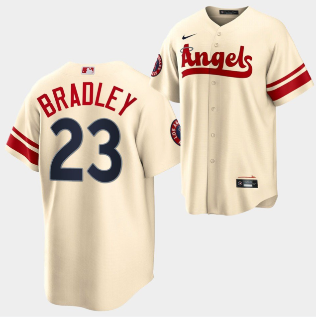 Men's Los Angeles Angels #23 Archie Bradley 2022 Cream City Connect Cool Base Stitched Jersey Men's Los Angeles Angels #23 Archie Bradley 2022 Cream City Connect Cool Base Stitched Jersey