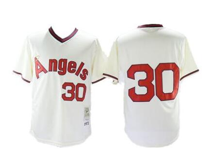 Men's Los Angeles Angels #30 Nolan Ryan Cream Throwback Stitched Baseball Jersey Men's Los Angeles Angels #30 Nolan Ryan Cream Throwback Stitched Baseball Jersey