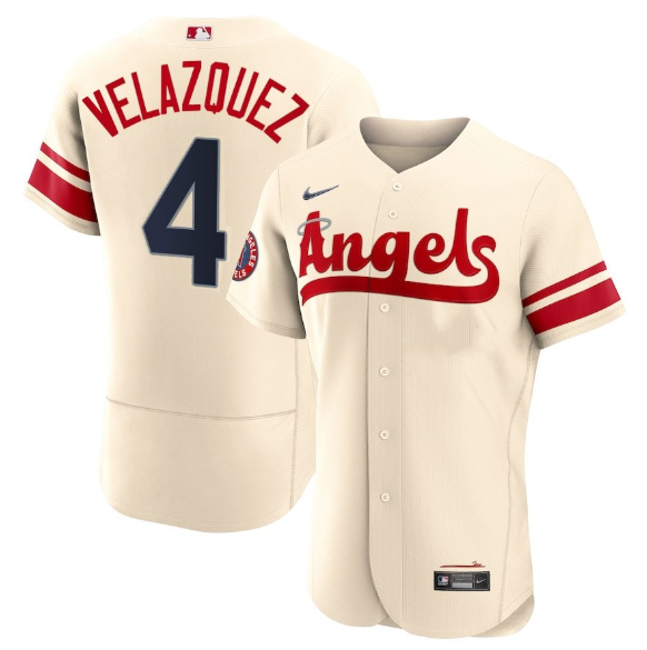 Men's Los Angeles Angels #4 Andrew Velazquez 2022 Cream City Connect Flex Base Stitched Jerseys Men's Los Angeles Angels #4 Andrew Velazquez 2022 Cream City Connect Flex Base Stitched Jerseys