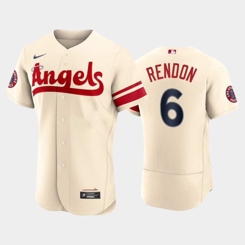 Men's Los Angeles Angels #6 Anthony Rendon 2022 Cream City Connect Flex Base Stitched Jersey Men's Los Angeles Angels #6 Anthony Rendon 2022 Cream City Connect Flex Base Stitched Jersey