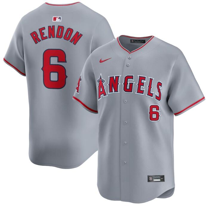 Men's Los Angeles Angels #6 Anthony Rendon Grey Away Limited Stitched Baseball Jersey Men's Los Angeles Angels #6 Anthony Rendon Grey Away Limited Stitched Baseball Jersey