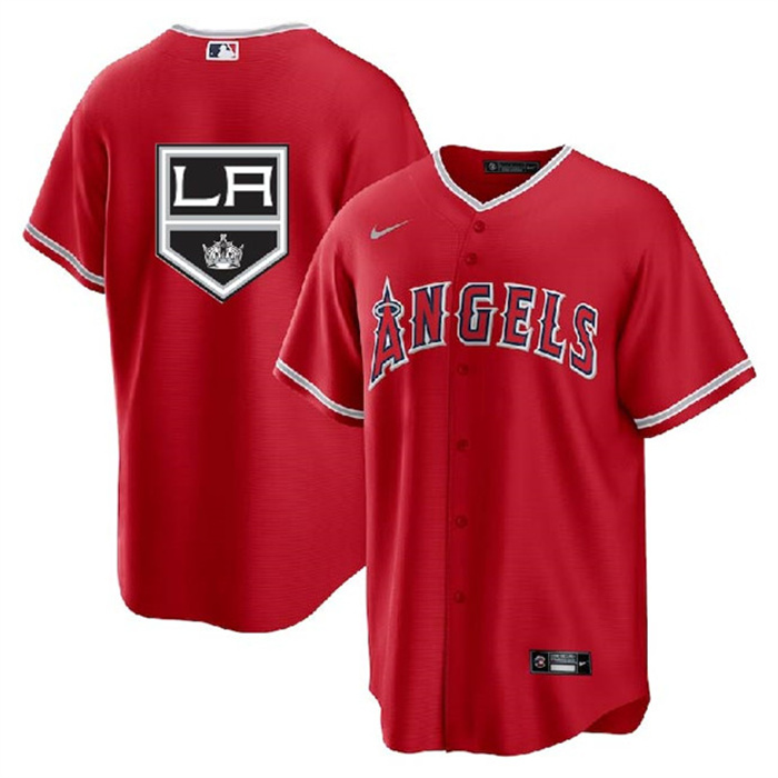 Men's Los Angeles Angels & Kings Red Cool Base Stitched Jersey Men's Los Angeles Angels & Kings Red Cool Base Stitched Jersey