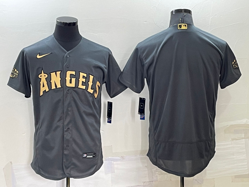Men's Los Angeles Angels Blank 2022 All-Star Charcoal Flex Base Stitched Jersey Men's Los Angeles Angels Blank 2022 All-Star Charcoal Flex Base Stitched Jersey
