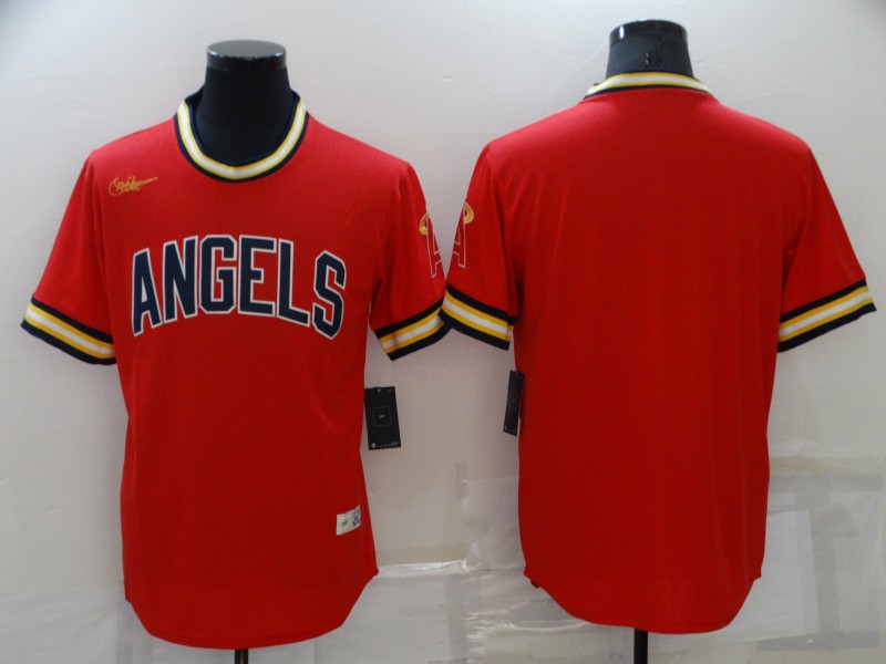 Men's Los Angeles Angels Blank Red Cool Base Stitched Jersey Men's Los Angeles Angels Blank Red Cool Base Stitched Jersey