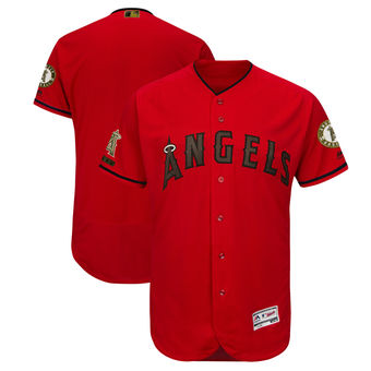 Men's Los Angeles Angels Majestic Scarlet 2018 Memorial Day Authentic Collection Flex Base Team Custom Jersey Men's Los Angeles Angels Majestic Scarlet 2018 Memorial Day Authentic Collection Flex Base Team Custom Jersey