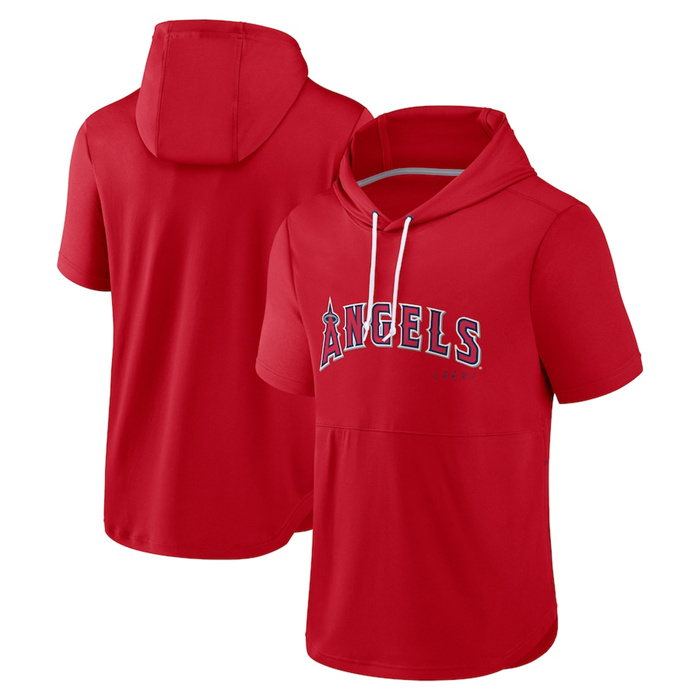 Men's Los Angeles Angels Red Sideline Training Hooded Performance T-Shirt Men's Los Angeles Angels Red Sideline Training Hooded Performance T-Shirt