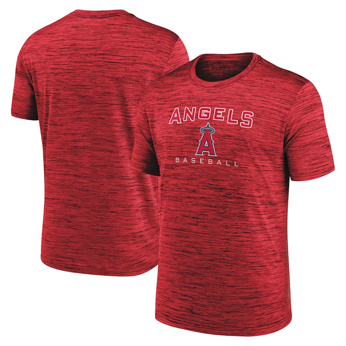 Men's Los Angeles Angels Red Velocity Practice Performance T-Shirt Men's Los Angeles Angels Red Velocity Practice Performance T-Shirt
