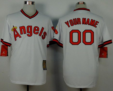 Men's Los Angeles Angels White Throwback Customized Jersey Men's Los Angeles Angels White Throwback Customized Jersey