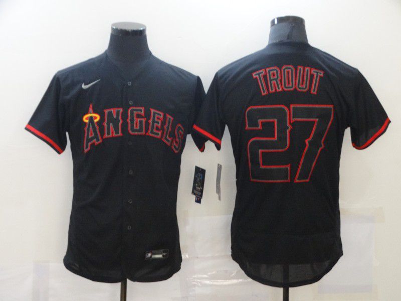 Men's Los Angeles Angels of Anaheim #27 Mike Trout Lights Out Black Fashion Flexbase Nike Jersey Men's Los Angeles Angels of Anaheim #27 Mike Trout Lights Out Black Fashion Flexbase Nike Jersey