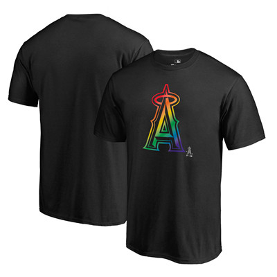 Men's Los Angeles Angels of Anaheim Fanatics Branded Pride Black T-Shirt Men's Los Angeles Angels of Anaheim Fanatics Branded Pride Black T-Shirt