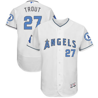 Men's Los Angeles Angels of Anaheim Mike Trout Majestic White Father's Day FlexBase Jersey