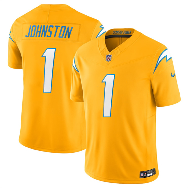 Men's Los Angeles Chargers #1 Quentin Johnston Gold 2025 F.U.S.E. Alternate Vapor Limited Stitched Football Jersey