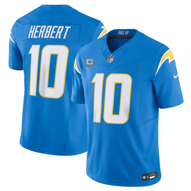 Men's Los Angeles Chargers #10 Justin Herbert Blue 2024 F.U.S.E. With 4-Star C Patch Vapor Untouchable Limited Stitched Jersey Men's Los Angeles Chargers #10 Justin Herbert Blue 2024 F.U.S.E. With 4-Star C Patch Vapor Untouchable Limited Stitched Jersey