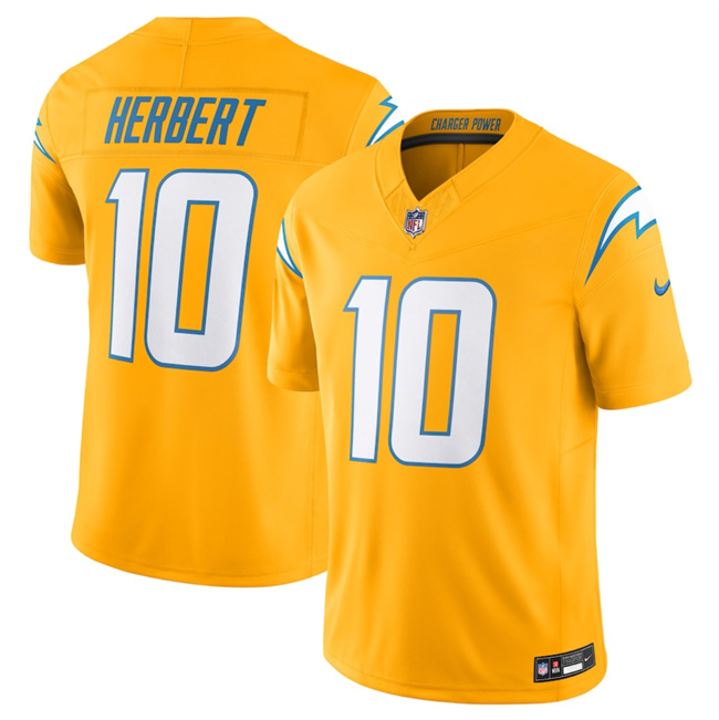 Men's Los Angeles Chargers #10 Justin Herbert Gold 2025 F.U.S.E. AlternateVapor Limited Stitched Football Jersey