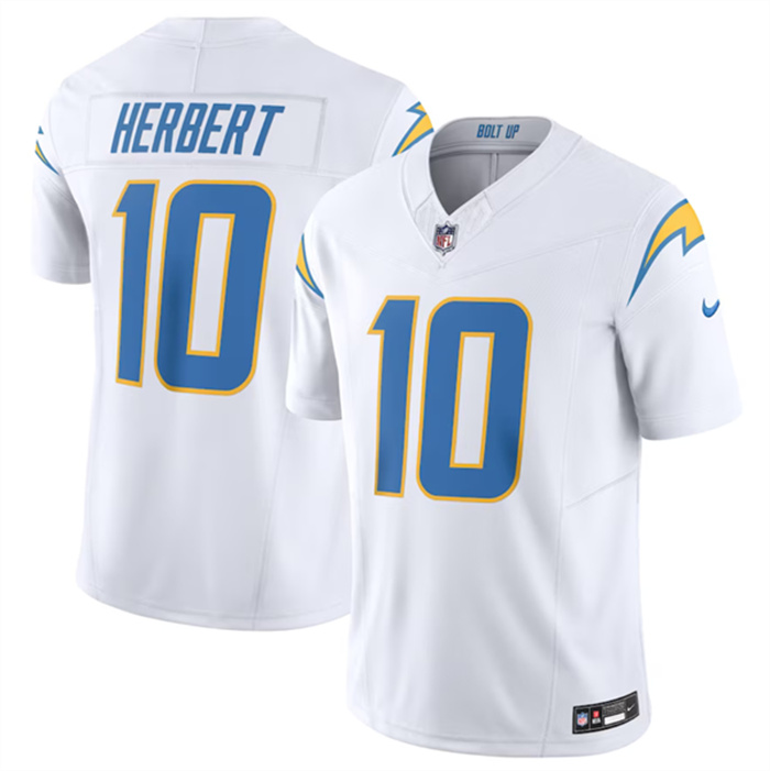 Men's Los Angeles Chargers #10 Justin Herbert White 2023 F.U.S.E. Vapor Untouchable Limited Stitched Jersey Men's Los Angeles Chargers #10 Justin Herbert White 2023 F.U.S.E. Vapor Untouchable Limited Stitched Jersey