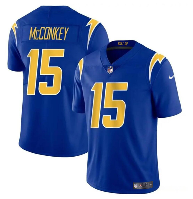 Men's Los Angeles Chargers #15 Ladd McConkey Royal 2024 Draft Vapor Limited Stitched Football Jersey Men's Los Angeles Chargers #15 Ladd McConkey Royal 2024 Draft Vapor Limited Stitched Football Jersey