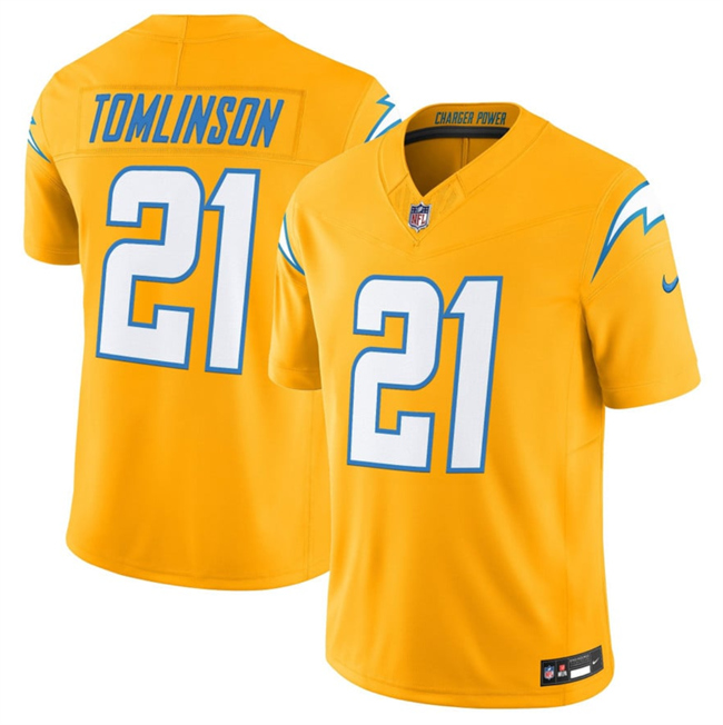 Men's Los Angeles Chargers #21 LaDainian Tomlinson Gold 2025 F.U.S.E. Alternate Vapor Limited Stitched Football Jersey