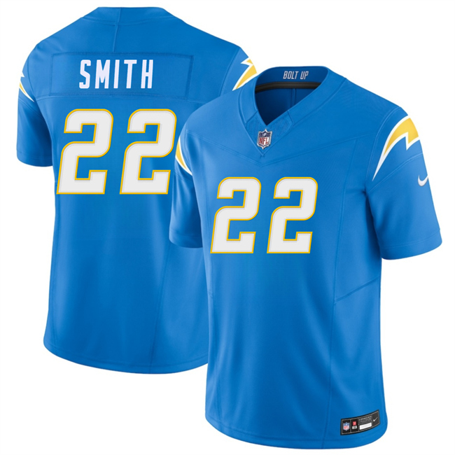 Men's Los Angeles Chargers #22 Genesis Smith Blue 2026 F.U.S.E. Vapor Limited Stitched Football Jersey Men's Los Angeles Chargers #22 Genesis Smith Blue 2026 F.U.S.E. Vapor Limited Stitched Football Jersey