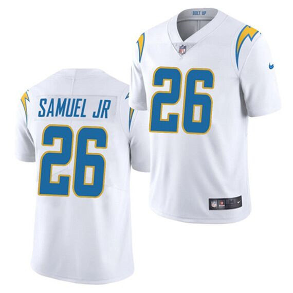 Men's Los Angeles Chargers #26 Asante Samuel Jr. White Vapor Untouchable Limited Stitched Jersey Men's Los Angeles Chargers #26 Asante Samuel Jr. White Vapor Untouchable Limited Stitched Jersey