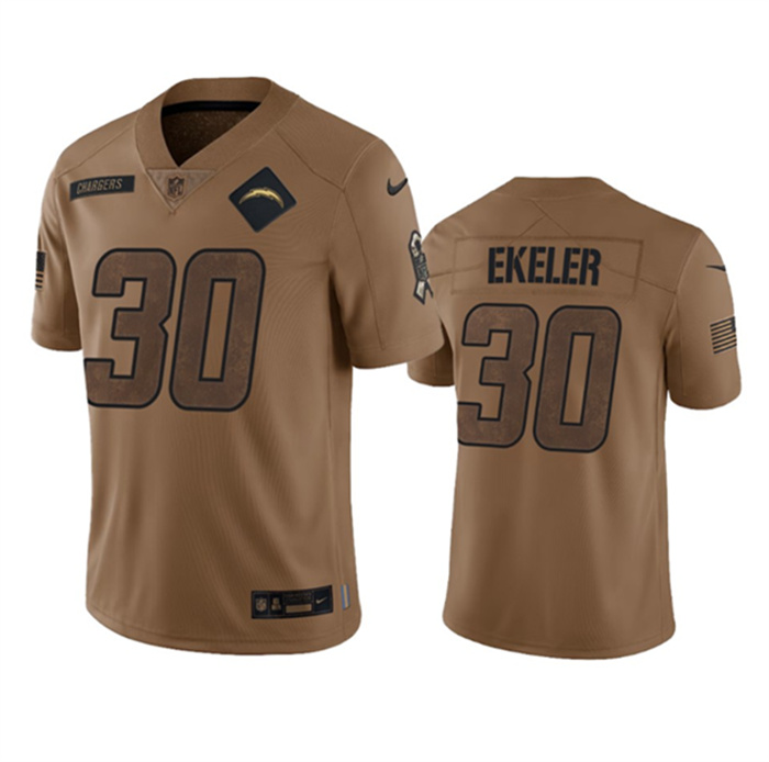 Men's Los Angeles Chargers #30 Austin Ekeler 2023 Brown Salute To Service Limited Stitched Jersey Men's Los Angeles Chargers #30 Austin Ekeler 2023 Brown Salute To Service Limited Stitched Jersey