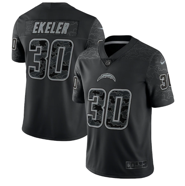 Men's Los Angeles Chargers #30 Austin Ekeler Black Reflective Limited Stitched Football Jersey Men's Los Angeles Chargers #30 Austin Ekeler Black Reflective Limited Stitched Football Jersey