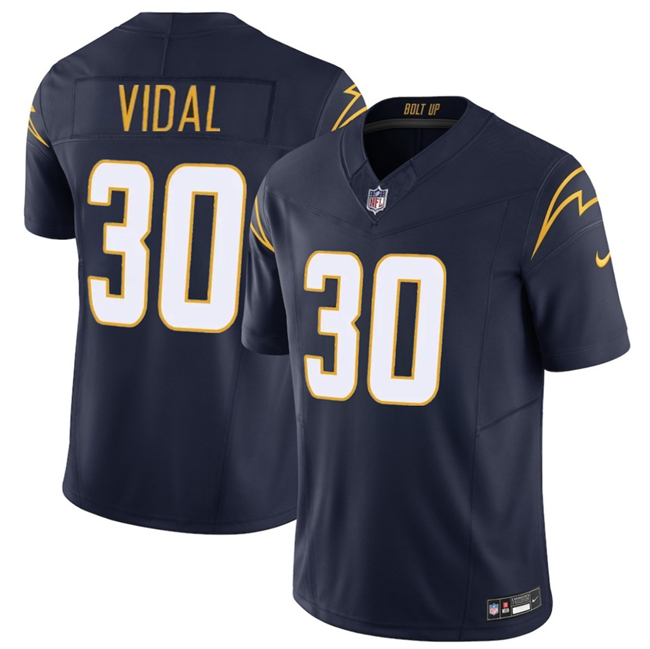 Men's Los Angeles Chargers #30 Kimani Vidal Navy 2025 F.U.S.E. Alternate Vapor Limited Stitched Football Jersey