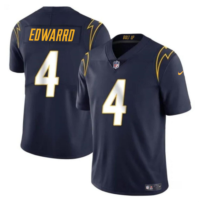 Men's Los Angeles Chargers #4 Gus Edwards Navy Vapor Limited Stitched Football Jersey Men's Los Angeles Chargers #4 Gus Edwards Navy Vapor Limited Stitched Football Jersey