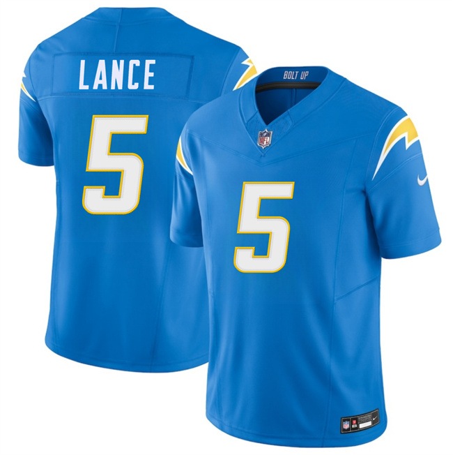 Men's Los Angeles Chargers #5 Trey Lance Blue 2025 F.U.S.E. Vapor Limited Stitched Football Jersey Men's Los Angeles Chargers #5 Trey Lance Blue 2025 F.U.S.E. Vapor Limited Stitched Football Jersey