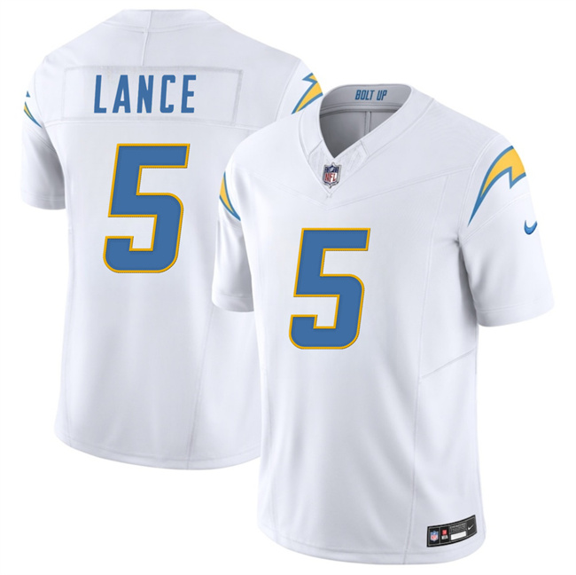 Men's Los Angeles Chargers #5 Trey Lance White 2025 F.U.S.E. Vapor Limited Stitched Football Jersey Men's Los Angeles Chargers #5 Trey Lance White 2025 F.U.S.E. Vapor Limited Stitched Football Jersey
