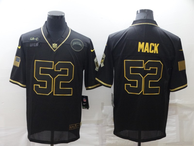 Men's Los Angeles Chargers #52 Khalil Mack Black Gold Salute To Service Limited Stitched Jersey Men's Los Angeles Chargers #52 Khalil Mack Black Gold Salute To Service Limited Stitched Jersey