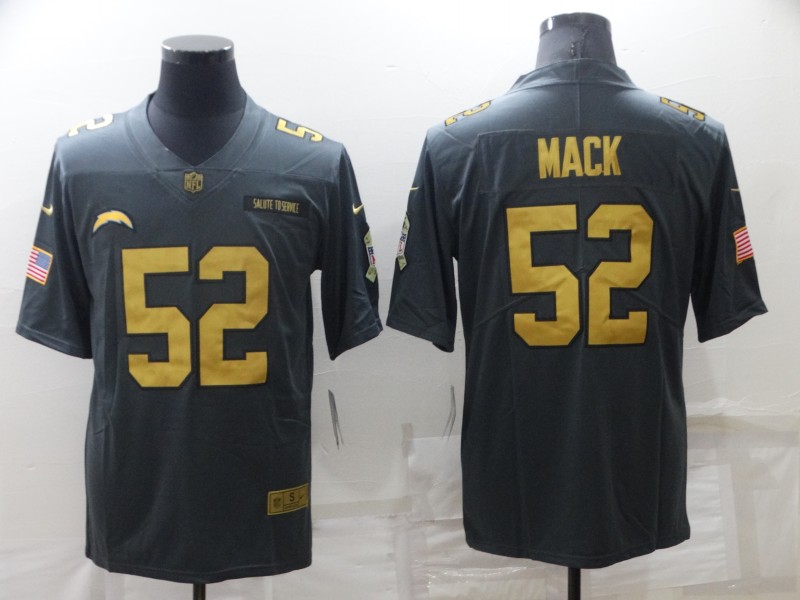Men's Los Angeles Chargers #52 Khalil Mack Grey Gold Salute To Service Limited Stitched Jersey Men's Los Angeles Chargers #52 Khalil Mack Grey Gold Salute To Service Limited Stitched Jersey