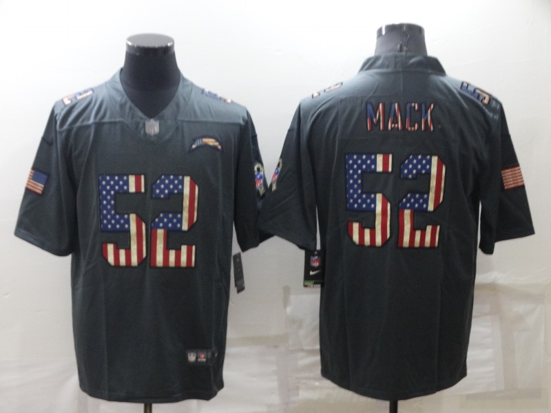 Men's Los Angeles Chargers #52 Khalil Mack Grey Salute To Service USA Flag Stitched Jersey Men's Los Angeles Chargers #52 Khalil Mack Grey Salute To Service USA Flag Stitched Jersey